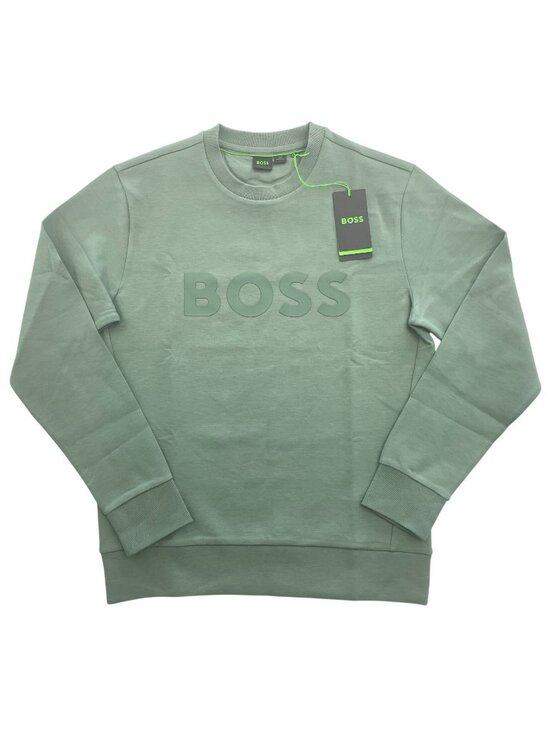 Hugo Boss Other - Hugo Boss Salbo Sweatshirt Crewneck Green Cotton Blend Logo Print Men's Sz S NEW